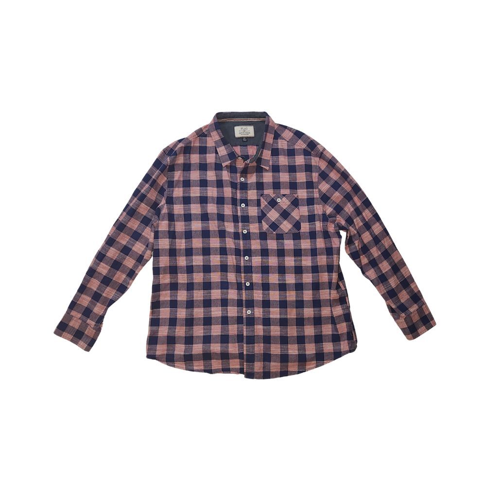 Flag &‎ Anthem Men's Pink Blue Plaid Flannel Button Down Size XXL